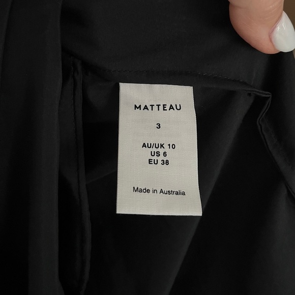 Matteau Gathered Lace Up Silk Cotton Maxi Dress Black Size 3 US 6 - Picture 8 of 11